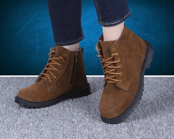 Fox Heaven Men Synthetic Suede Side Zip Ankle Boots Boots For Men - Tan, UK/India 7