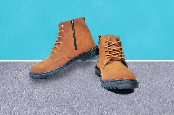 Fox Heaven Men Synthetic Suede Side Zip Ankle Boots Boots For Men - Tan, UK/India 7