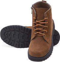 Fox Heaven Men Synthetic Suede Side Zip Ankle Boots Boots For Men - Tan, UK/India 7