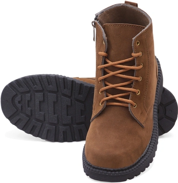 Fox Heaven Men Synthetic Suede Side Zip Ankle Boots Boots For Men - Tan, UK/India 7