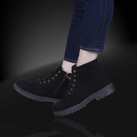 Fox Heaven Men Synthetic Suede Side Zip Ankle Boots Boots For Men - Black, UK/India 8