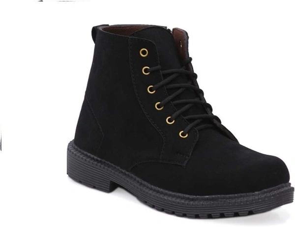 Fox Heaven Men Synthetic Suede Side Zip Ankle Boots Boots For Men - Black, UK/India 8