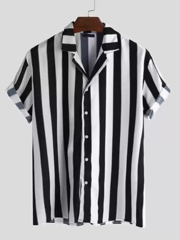 Men & Women Striped Casual Black, White Shirt - S