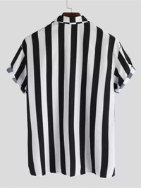 Men & Women Striped Casual Black, White Shirt - S