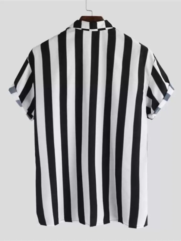 Men & Women Striped Casual Black, White Shirt - S
