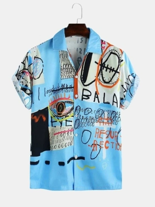 Men Graphic Print Casual Multicolor Shirt - M