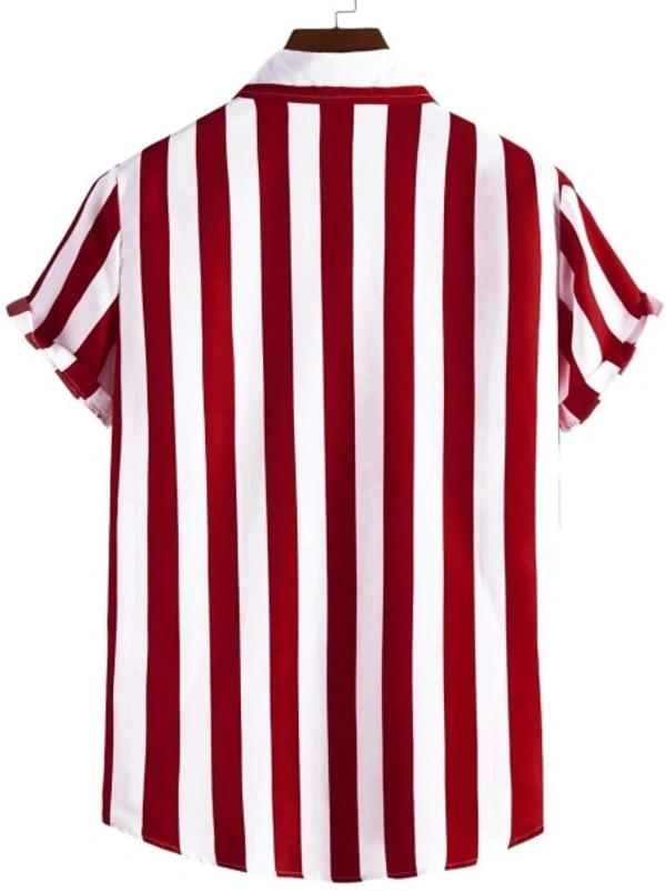 Men Striped Casual White, Maroon Shirt - M
