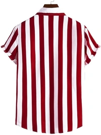 Men Striped Casual White, Maroon Shirt - XL