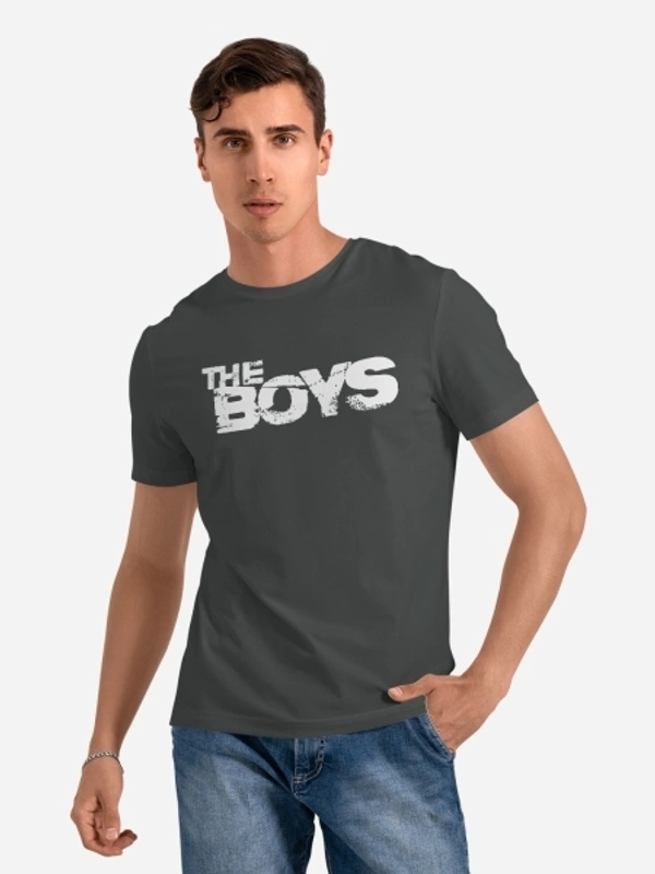 BLISSINK Graphic Print Men Round Neck Black T-Shirt - Gray, M