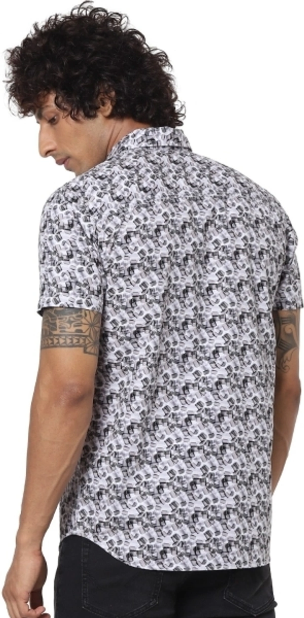 JACK & JONES Men Printed Casual White Shirt - S
