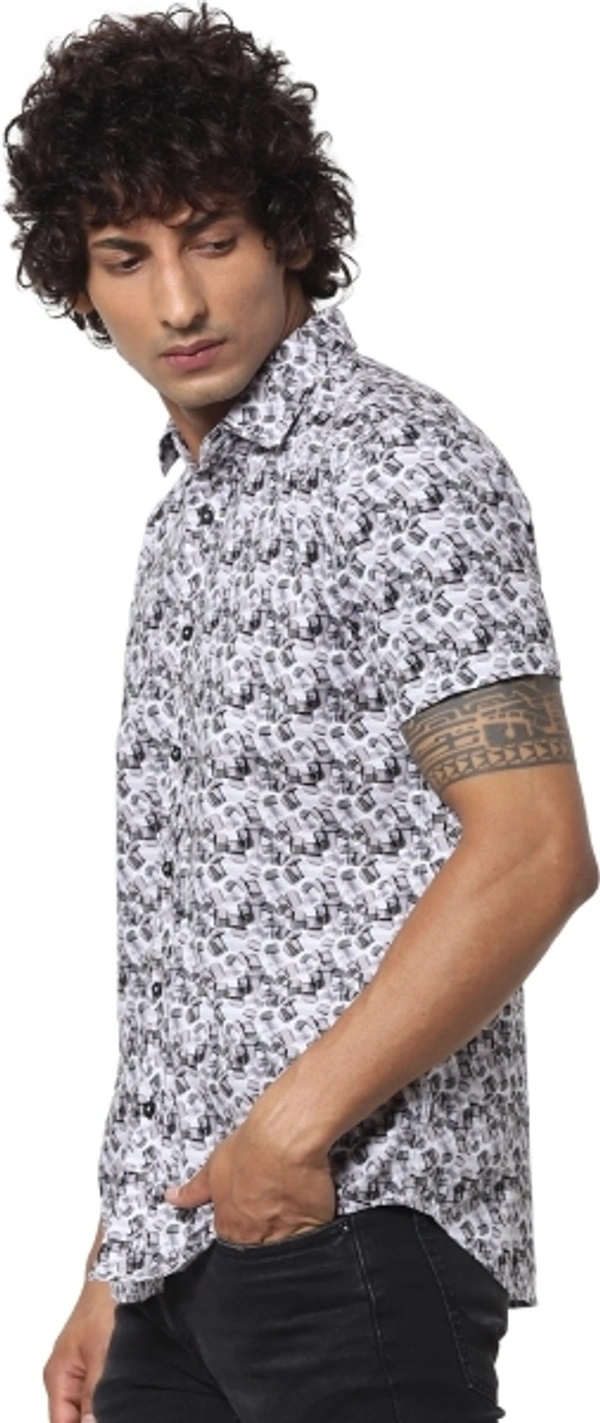 JACK & JONES Men Printed Casual White Shirt - S