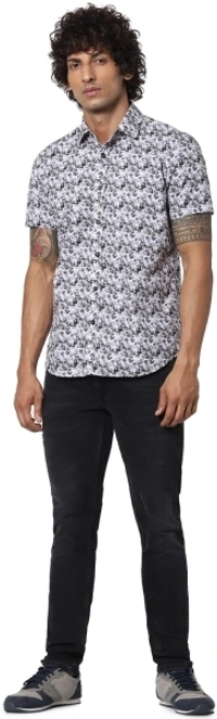 JACK & JONES Men Printed Casual White Shirt - L