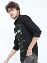 HIGHLANDER Men Solid Casual Black Shirt - S