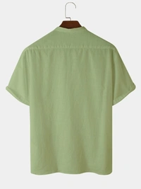 leveluup Men Solid Casual Green Shirt - S