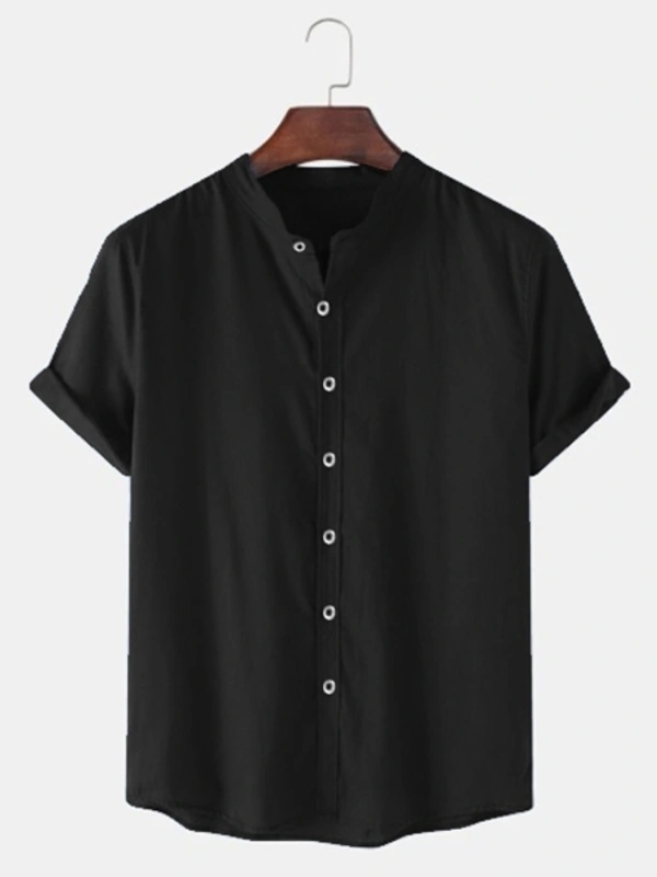 Try This Solid Men Round Neck Black T-Shirt - XXL