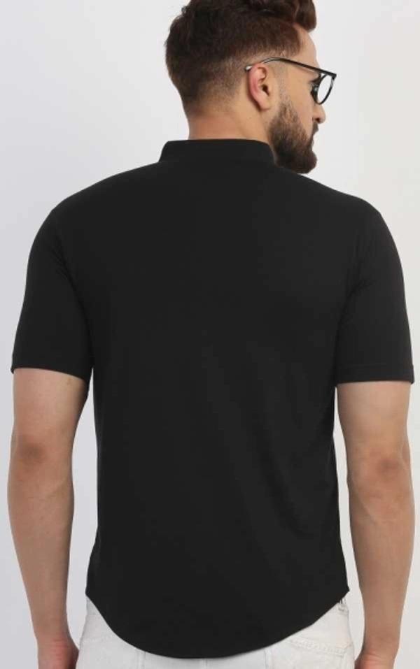 Try This Solid Men Round Neck Black T-Shirt - M