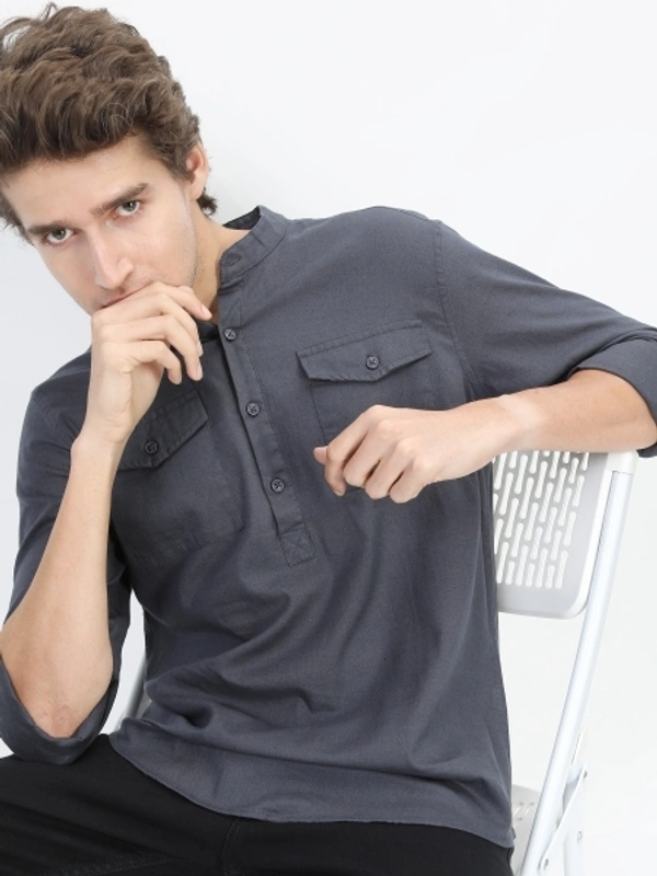 KETCH Men Solid Casual Dark Blue Shirt - L