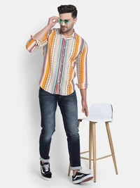 Rosette Men Printed Casual Multicolor Shirt - L