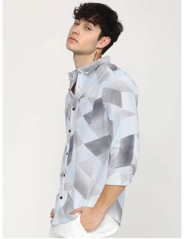 KETCH Men Slim Fit Cut Away Collar Casual Shirt - M