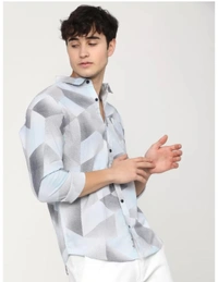 KETCH Men Slim Fit Cut Away Collar Casual Shirt - L