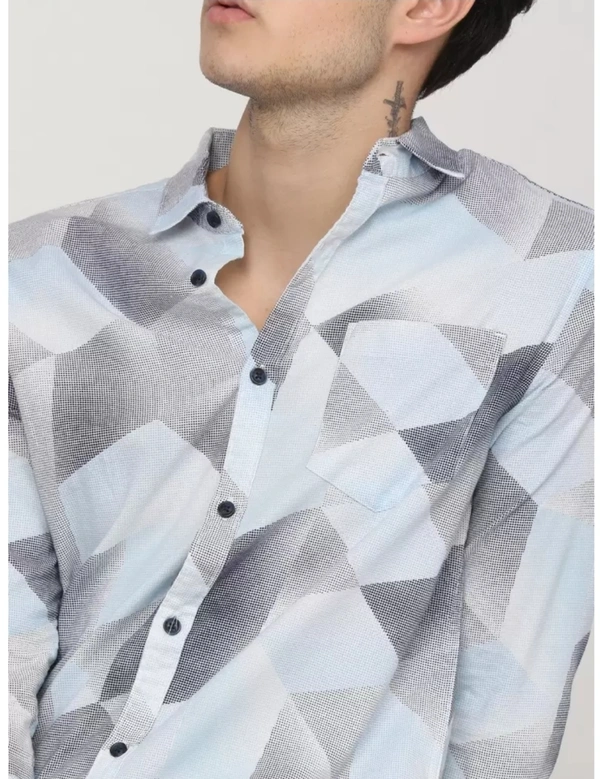KETCH Men Slim Fit Cut Away Collar Casual Shirt - L