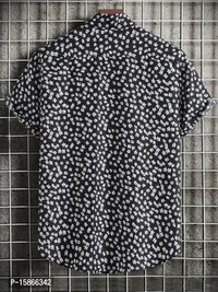 Trendy Lycra Printed Short Sleeves Casual Shirt For Men - M