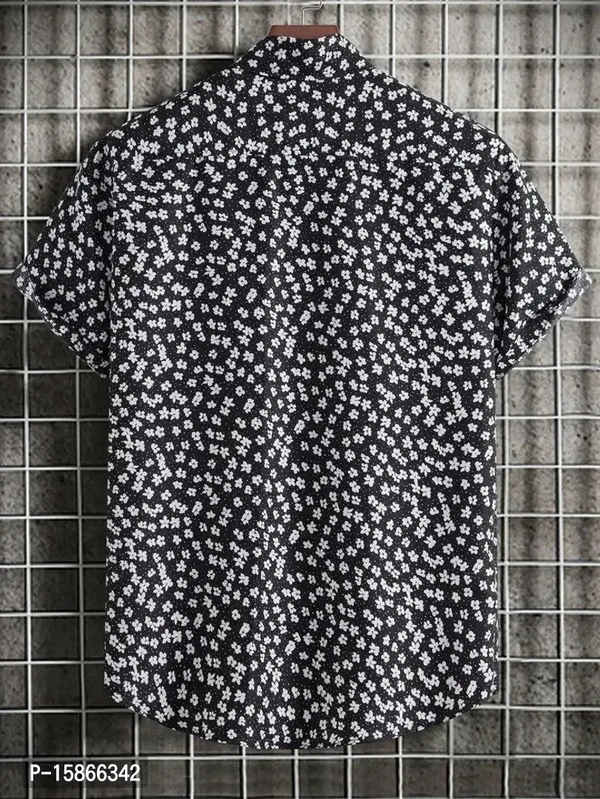 Trendy Lycra Printed Short Sleeves Casual Shirt For Men - M