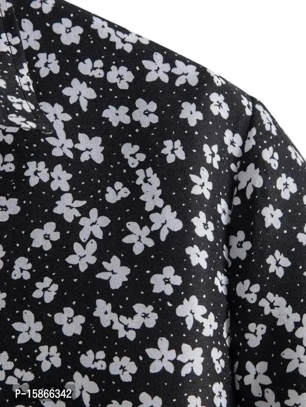 Trendy Lycra Printed Short Sleeves Casual Shirt For Men - L