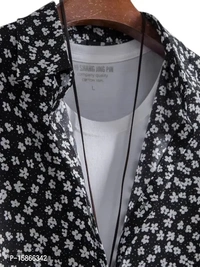 Trendy Lycra Printed Short Sleeves Casual Shirt For Men - L