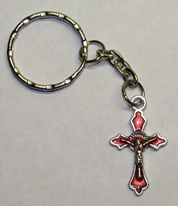 Jesus Cross Key Chain - red