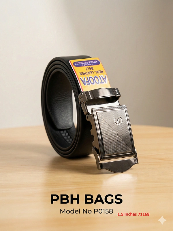 PBH BAGS Men's Premium Black Real Leather Ratchet Belt – Model P0158 (1.5 Inch) - Asphalt