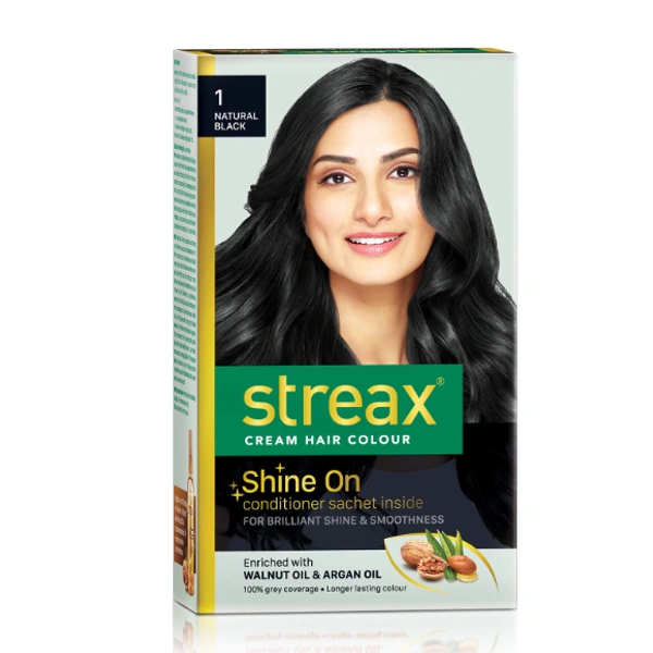 Streax Hair Color - Natural Black - 25G+25ML