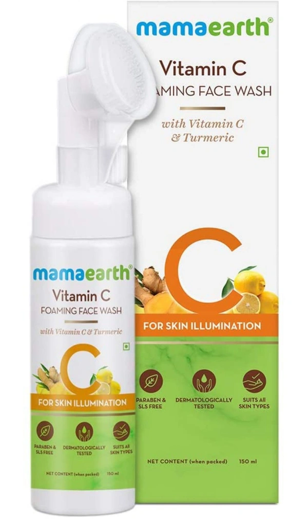 Mamaearth Vitamin C Face Wash With Foaming Brush - 150ml