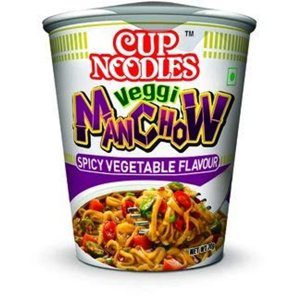NISSIN CUP NOODLES  VEGGI MANCHOW SPICY VEGETABLE FLAVOUR 70gm