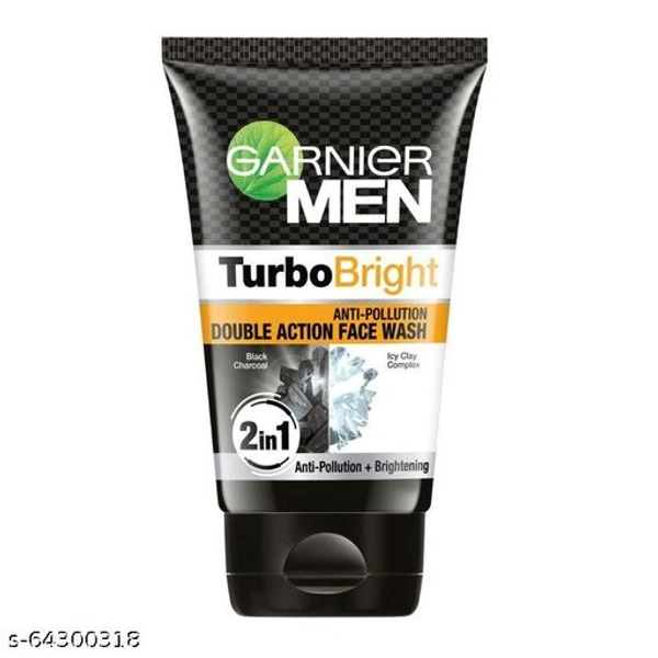 GARNIER MEN TURBO BRIGHT ANTI-POLLUTION DOUBLE ACTION FACEWASH 50gm