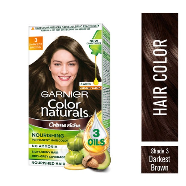 GARNIER COLOR NATURALS CREME RICHE DARKEST BROWN 3 70ml+60gm