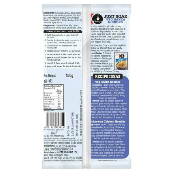 CHING'S SECRET  JUST SOAK VEG HAKKA NOODLES 140gm