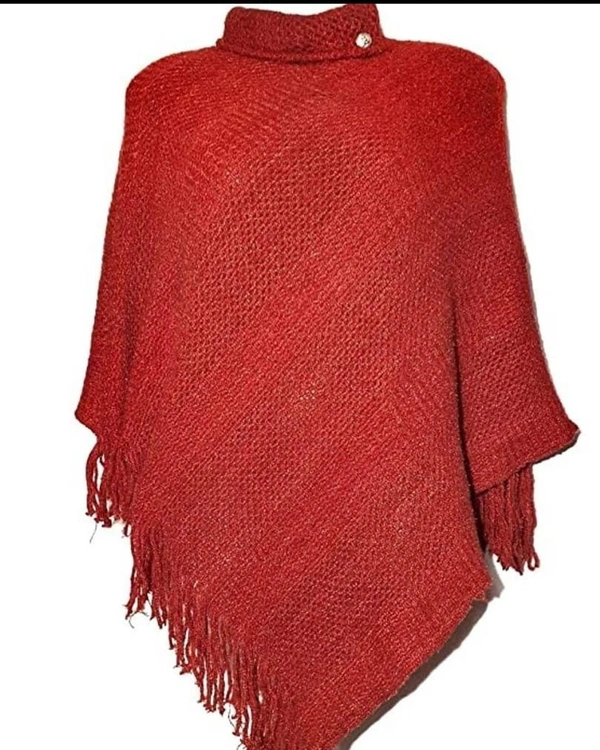 Trendy Poncho - Red , L