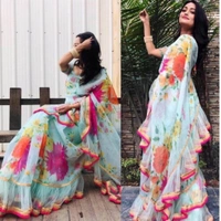 Elegant Printed And Ruffle Saree 