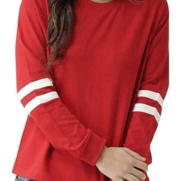 Stripped Sleeves T-shirt - XL, Red