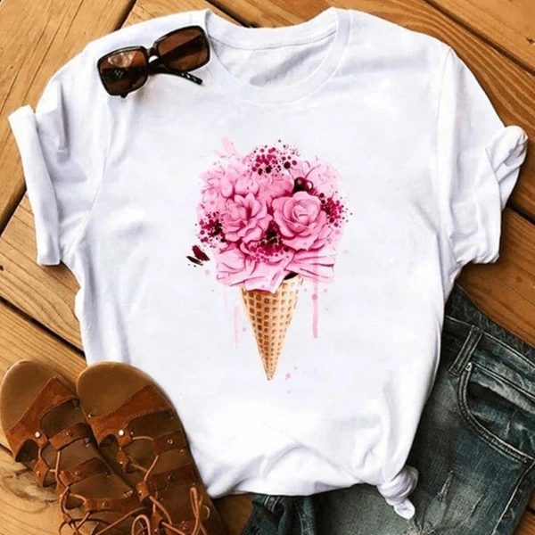 Graphic Ice Cream Printed T-shirt - XXL