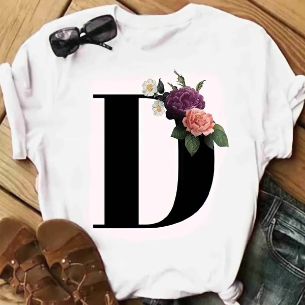 D-Alphabet Printed T-shirt  - XL