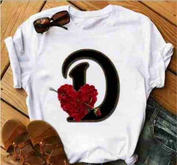 D-alphabet Printed Heart T-shirt - S