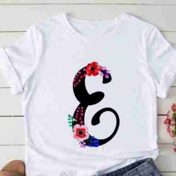 E-Alphabet Printed Floral T-shirt  - XL