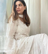 White Peplum And Sharara Set - one size