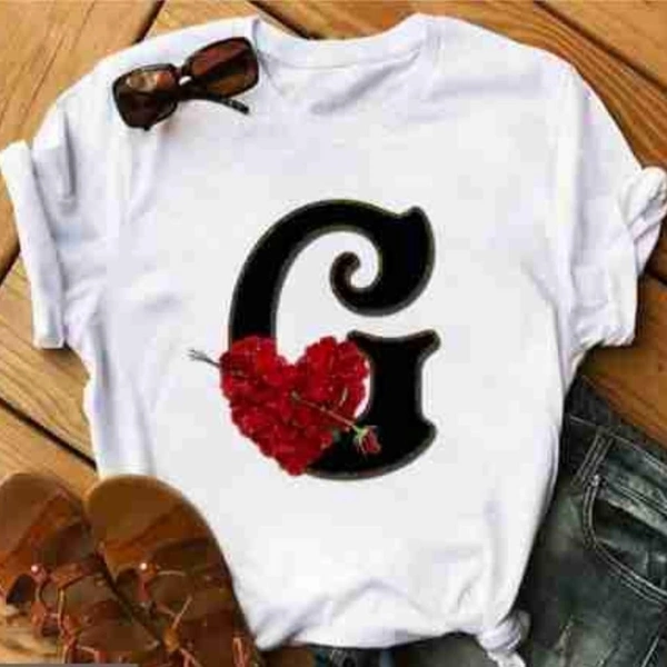 G-Alphabet Printed Heart T-shirt  - L