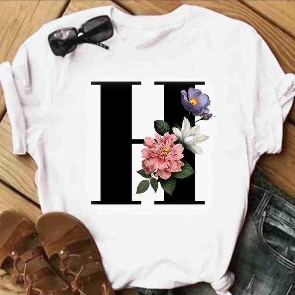 H-Alphabet Printed T-shirt  - S