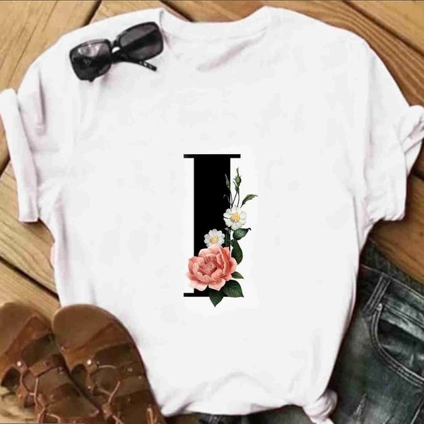 I-Alphabet Printed T-shirt  - L