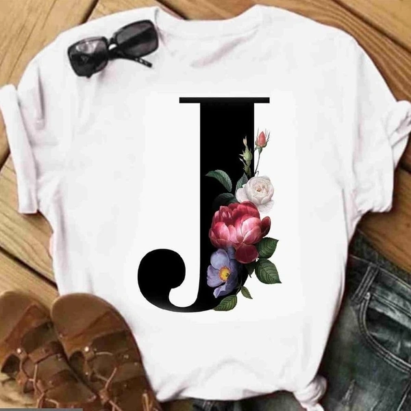 J-Alphabet Printed T-shirt  - L