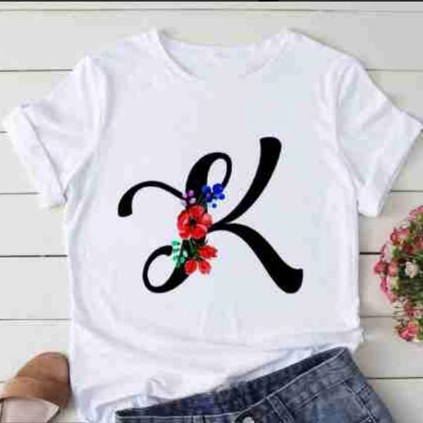 K-Alphabet Printed Floral T-shirt  - L